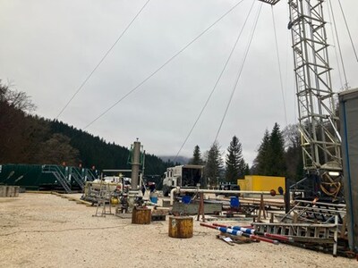 Figure 2: Well completion work and flow testing facilities set up at the Welchau-1 well location in preparation for flow testing the well (CNW Group/MCF Energy Ltd.)