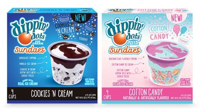 Dippin' Dots Cookies 'n Cream and Cotton Candy Ice Cream Sundaes