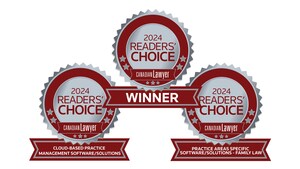 LEAP Legal Software Canada Wins Prestigious Canadian Lawyer Readers' Choice Awards for Top Legal Tech Service Provider: Cloud-Based Practice Management Software and Family Law Practice-Area Specific Software.