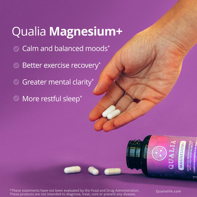 This is not your average magnesium supplement. Qualia Magnesium+ delivers NINE FORMS of magnesium, along with 70+ complementary minerals and trace minerals, into a simple two-capsule serving.