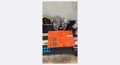 A heartfelt note created by a second-grade class for the troops receiving the donated candy.