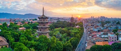 Aerial photo shows the view of Quanzhou City, east China's Fujian Province.