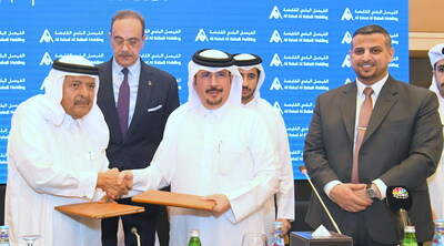 Chairman of Al Faisal Holding Sheikh Faisal bin Qassim Al Thani, and Chairman of Al Baladi Holding Mohammed Abdullah Al Attiyah along with other officials during the launch of Al Faisal Al Baladi Holding