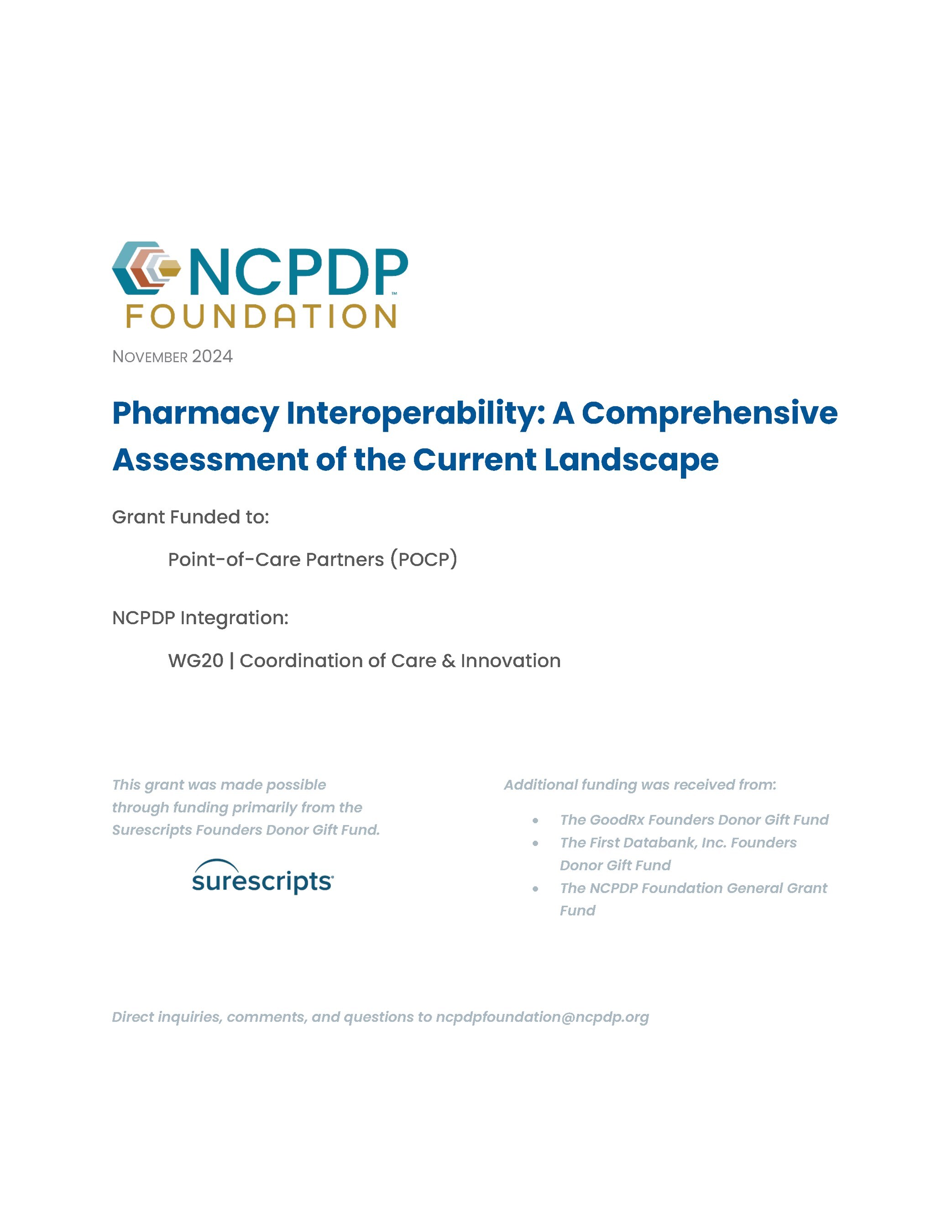 NCPDP Foundation Shares Insights From a Completed Study Focused on Pharmacy Interoperability