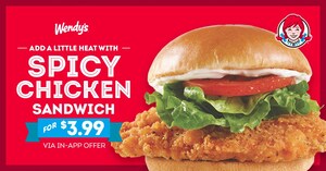 As Temperatures Drop Wendy's Spices Up Holiday Meal Planning with $3.99 Spicy Chicken Sandwich In-App Offer