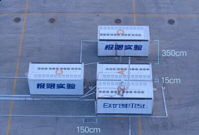 Image: Four fully charged Sungrow's PowerTitan 2.0 BESS (5MWh each), each at 100% SOC (state of charge), were arranged in back-to-back (15 cm), side-by-side (150 cm), and face-to-face (350 cm) configurations, with all fire suppression systems disabled.