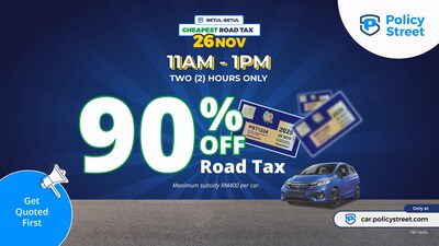 Celebrate Financial Inclusion with PolicyStreet: 90% Off Road Tax Renewals for Two Hours Only