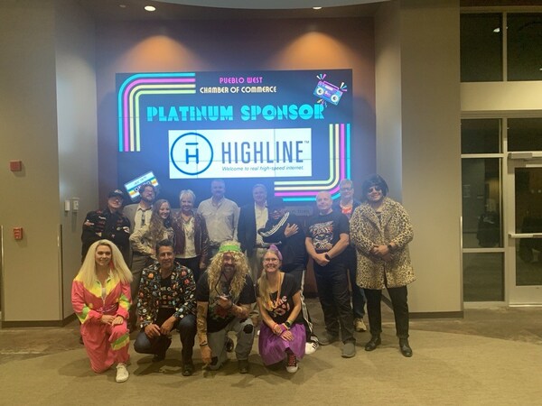 Highline team members pose for a group photo at the annual Pueblo West Chamber dinner, where they proudly accepted the Business of the Year award.