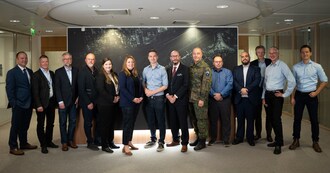 Consortium members ICEYE, Insta, Huld, DA group, FMI with Lockheed Martin, Finnish Defense Forces and Finnish Defense Ministry leads for the project in the ICEYE office in October 2024.