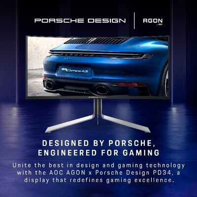 The monitor's aesthetic draws inspiration from the iconic design language of Porsche.