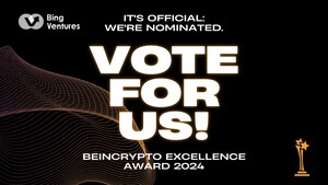 Bing Ventures Nominated for Crypto Venture Capital with Best Project Portfolio at BeInCrypto Excellence Award 2024