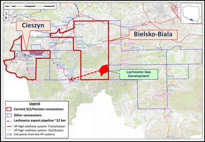 Location Map: Bielsko-Biala & Cieszyn Concession Map, Poland (CNW Group/Horizon Petroleum Ltd.)