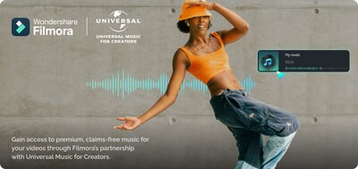 Wondershare Filmora, a leading video editing software, and Universal Music for Creators, the claims-free music licensing platform, today announced a new agreement that grants video creators with global access to more than 50,000 claims-free tracks and 200,000 custom audio edits, elevating their creative potential with industry-leading audio resources.