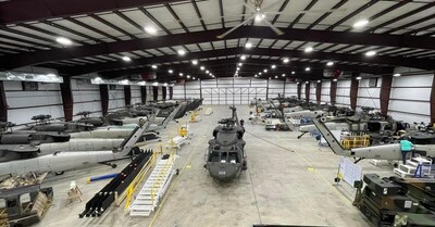 Assembly floor at Ace Aeronautics, LLC, one of the world's largest resellers of Black Hawk helicopters.