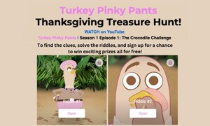 Celebrate Thanksgiving with the Turkey Pinky Pants Treasure Hunt and Animated Series