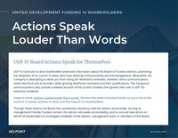 NexPoint Reminds UDF IV Shareholders That Actions Speak Louder Than Words and Urges Them to Vote for New Board Representatives