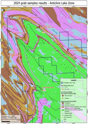 Figure 2: 2024 grab samples results - Anticline Lake Zone (CNW Group/IC Capitalight Corp.)