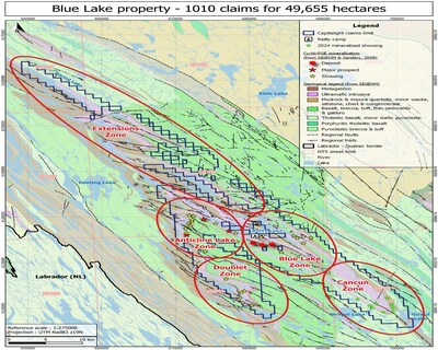 Figure 1: Blue Lake property - 1010 claims for 49,655 hectares (CNW Group/IC Capitalight Corp.)