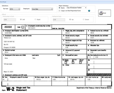 Print W2, W3, 940,943 and 941 Forms