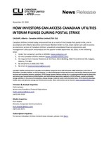 HOW INVESTORS CAN ACCESS CANADIAN UTILITIES INTERIM FILINGS DURING POSTAL STRIKE