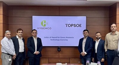 Hygenco selects Danish company Topsoe as Licensor for its Green Ammonia Plant (PRNewsfoto/Hygenco Green Energies Pvt Ltd)