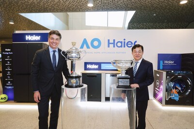 L-R: Cedric Cornelis, Tennis Australia Chief Commercial Officer and Li Huagang, Senior Vice President of Haier Group and Chairman and CEO of Haier Smart Home