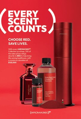 The (Aroma360)RED Collection - 25% of all purchases will go to (RED) to provide life-saving healthcare programs - up to $125,000.