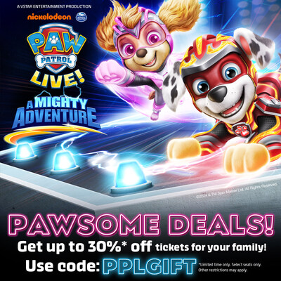 Ryder and his mighty pups are back in action in the all-new show, PAW Patrol Live! "A Mighty Adventure" 🐾 Don’t miss out—save up to <percent>30%</percent> on tickets with the exclusive holiday code PPLGIFT, now through December 8th. 🎁 Coming to a city near you! (CNW Group/VStar Entertainment Group)