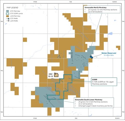 Logan Map of existing and Acquired Montney assets (CNW Group/Logan Energy Corp.)