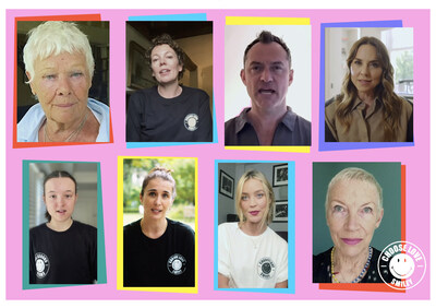 Clockwise from left: Dame Judi Dench, Olivia Colman, Jude Law, Melanie C, Bella Ramsey, Vicky McClure, Laura Whitmore and Annie Lennox, supporting Smiley Movement and Choose Love's campaign to raise the profile of the Universal Declaration of Human Rights. 