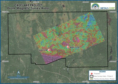 Figure 3 – Image of Phase II Drone Magnetic Survey area to be conducted at Case Lake, Ontario, Canada (CNW Group/Power Metals Corp.)