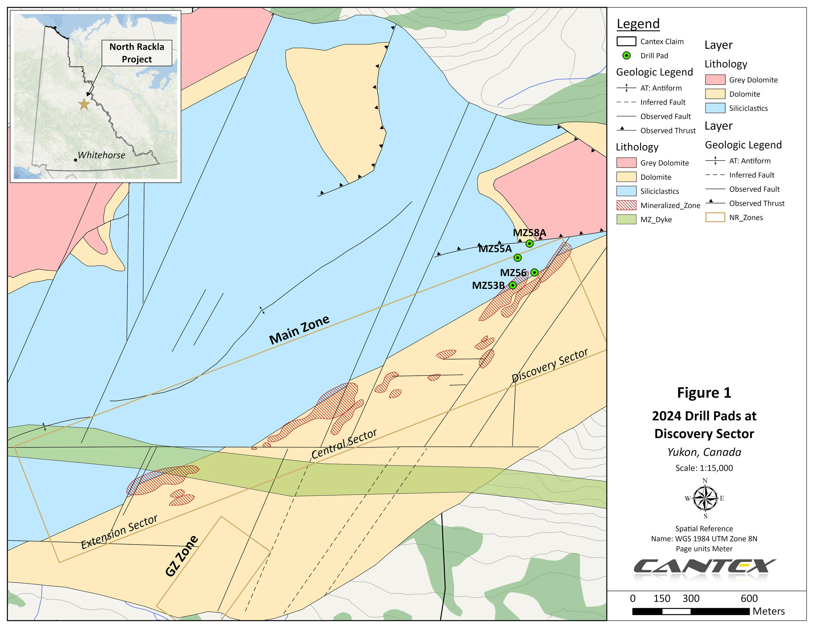 Figure 1. 2024 Drill Pads at Discovery Sector. (CNW Group/Cantex Mine Development Corp.) Figure 1. 2024 Drill Pads at Discovery Sector. (CNW Group/Cantex Mine Development Corp.)