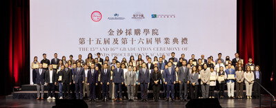 Graduates of the 15th and 16th intake of the Sands Procurement Academy attend their graduation ceremony Tuesday at The Parisian Macao. The academy helps local SMEs gain experience and capacity for working with large-scale international corporations like Sands China by sharing business knowledge and skills to promote the development of their businesses.