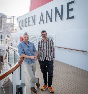 Talk Art hosts Russell Tovey (left) and Robert Diament pictured on board Queen Anne