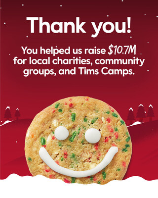 Tim Hortons Holiday Smile Cookie campaign raises $10.7 million for local charities and community groups, including Tim Hortons Foundation Camps (CNW Group/Tim Hortons)