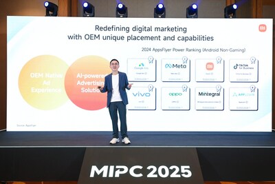 Qiang Song, general manager, international internet business department, Xiaomi, during his speech on the department's business solutions at the Xiaomi Internet Partner Conference 2025 in Singapore.