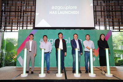 From left to right: Yan Yuan Sng, Regional Head of azgo, Oliver Hua, Advisory Board Member of azgo, Mr Desmond Tan, Senior Minister of State, Prime Minister’s Office, and Deputy Secretary-General, National Trades Union Congress (NTUC), George Yang, Chief Executive Officer of azgo, Frank Wang Qiang, Chief Operating Officer of TongCheng Travel, an azgo Investor, and Monica Zhao, Chief Marketing Officer of azgo.