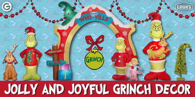 Spread holiday cheer with Gemmy's Grinch collection, available at Lowe's.