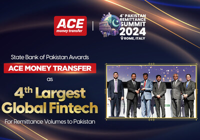 ACE Money Transfer: A Global Fintech Leader Recognised by State Bank of Pakistan for Outstanding Remittance Volumes to Pakistan