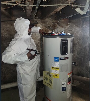 Energy Coordinating Agency's Internship Program for HVACR heat pump trainees has installed nine AeroTherm  Energy Star  certified heat pump water heaters so far in 2024. (Photo courtesy of The Energy Coordinating Agency, Philadelphia)