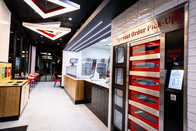 Pizza Hut has introduced its most innovative restaurant design concept to U.S. guests. Located in Plano, Texas, the restaurant features pick-up cabinets, self-service kiosks and Pizza Hut’s first Hut ‘N Go drive-thru menu in the U.S., which offers a select list of “ready-now” items that can be quickly ordered and picked up at the window.