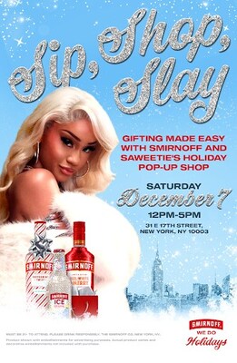 Smirnoff and Saweetie are teaming up for a one-day-only holiday pop-up in New York City. (PRNewsfoto/Smirnoff)