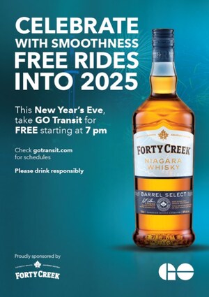 Forty Creek and Metrolinx Continue Partnership Offering Free Rides on GO Transit and UP Express on New Year's Eve