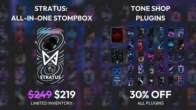 Chaos Audio's Stratus multi-fx pedal and Tone Shop plugins, already incredibly affordable, are available at significantly discounted rates until December 9th. They also offer 7 free plugins, including overdrive, delay, reverb, and dynamics effects.