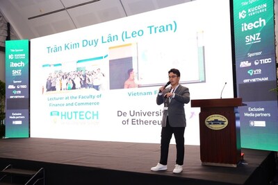 Trần Kim Duy Lân, Lecturer of HUTECH University, delivering insights on “Advancing Web3 Adoption in Education in Vietnam” (PRNewsfoto/KuCoin)