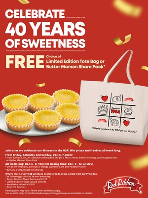 Red Ribbon Bakeshop Celebrates Its 40th Anniversary in the U.S. with an Entire Week of Sweet Deals and Delicious Giveaways Starting on December 6, 2024