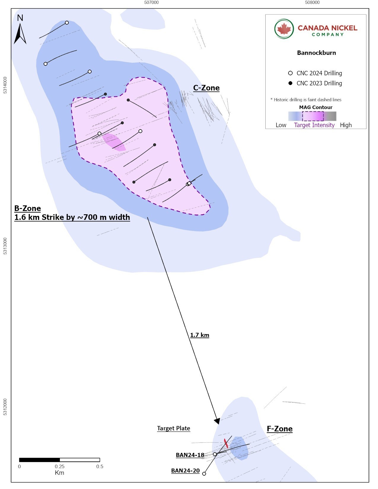 Figure 2 Bannockburn B-zone and F-zone (CNW Group/Canada Nickel Company Inc.)