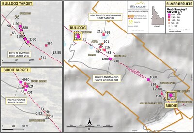 Map 1 - Phase 2 Rock Sampling Silver Results (CNW Group/Metallis Resources Inc.)