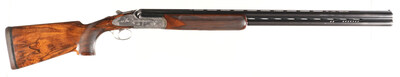 Abbiatico & Salvinelli (Italy) sidelock over/under 12-gauge shotgun, blued Ultramet 6001 steel barrels, interchangeable chokes (5/6 installed). Engraving by master engraver Claudio Tomasoni. Estimate: $6,500-$8,500