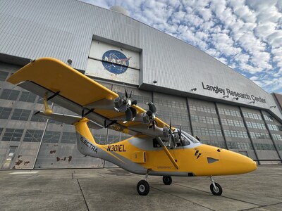 Electra’s EL2 Goldfinch experimental prototype aircraft reference, photographed outside of NASA's Langley Research Center in Hampton, Virginia. Credit: Electra